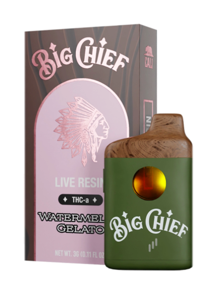 Watermelon Gelato Big Chief Live Resin THC-Disposable Vape | 3G Hybrid